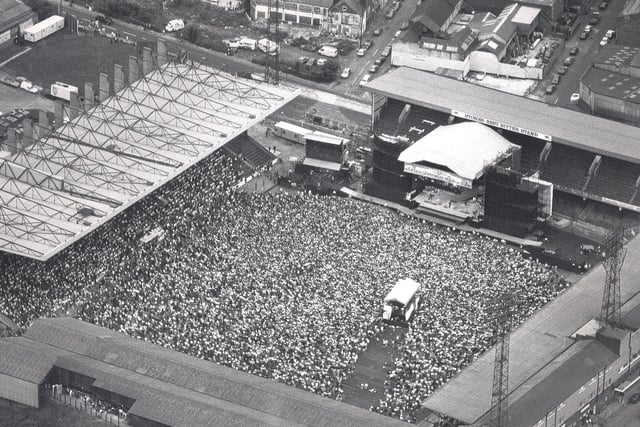 Thousands of concert-goers pack into the Lane to watch American singer-songwriter Bruce Springsteen perform in the summer of 1988.
