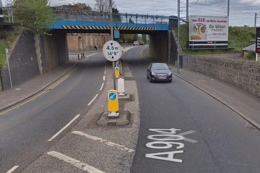 Steel strengthening and repainting work on the railway bridge over the A904, Kerse Lane in Falkirk is set to last until February 26, 2021. Picture: Google.