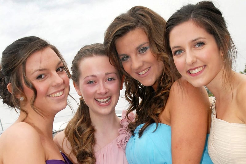 All Saints' School prom was held at South Forest Leisure Centre, Edwinstowe, in 2011. Pictured here are Bethany Roach, Katie Green, Kendall Pugh and Emma Birch.