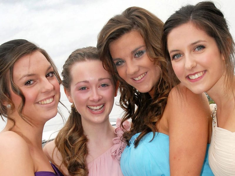 All Saints' School prom was held at South Forest Leisure Centre, Edwinstowe, in 2011. Pictured here are Bethany Roach, Katie Green, Kendall Pugh and Emma Birch.