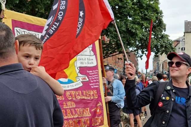 Hundreds marched through the city centre on the anniversary of the 'Battle of Orgreave'