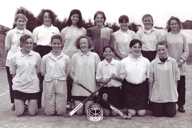 Sheffield Girls School under 16 Hockey Team
7th October 1991
Front row: l/right, Heather Sharp, Rachael Elmhirst, Joanne Duff, Louise Hill, Irene McGuone and Victoria Letherby
Back row l/r,  Charlotte Johnson, Sarah Slatter, Emma Challenger, Vicky Joll, Faith Civico, Judith Banfield and Madelaine McTernan.