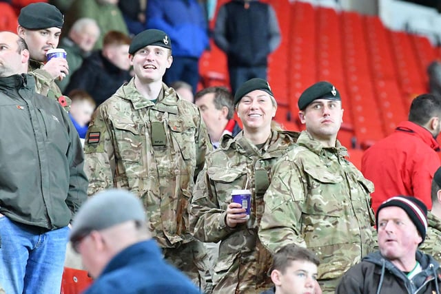 Serving military personnel were in attendance at the Stadium of Light to pay tribute to all those killed in the line of duty. Picture by FRANK REID