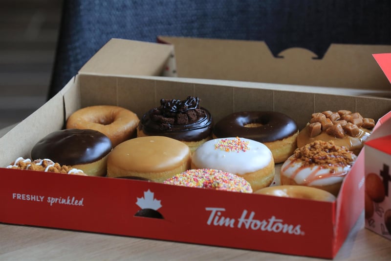 Tim Hortons' signature doughnuts include the Boston Cream and Canadian Maple