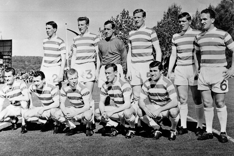 The Lisbon Lions line up before their European Cup Final against Inter Milan in Lisbon. They went on to win 2-1 to become the first British club to lift the trophy.