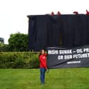 Greenpeace responded to the Tories' announcement by covering Rishi Sunak’s North Yorkshire mansion in 200 square metres of oil-black fabric