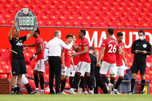 Manchester United made five subs at once against United last season: Michael Steele/NMC Pool/PA Wire.