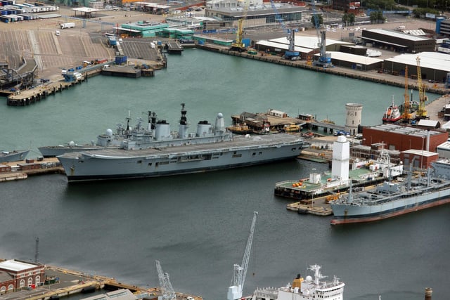 Taken from the Helicopter at the Sultan Summer Show 2011, a sad looking HMS Ark Royal.