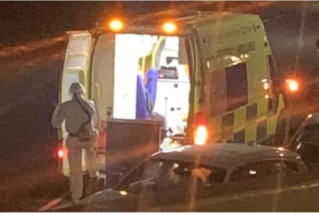 An ambulance carrying paramedics in 'hazmat' suits was spotted in Abney Close, Heeley, Sheffield, last night