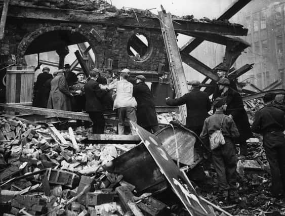 Sheffield Marples Hotel rescuing people trapped in the  rubble Dec 1940