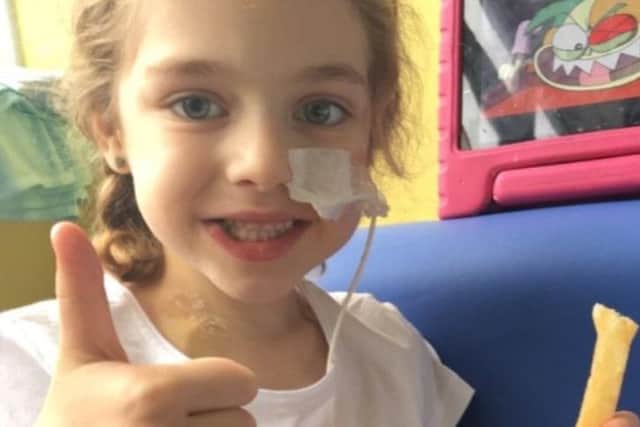 The six-year-old's family are now fundraising to get her a Paediatric Chair that will keep her comfortable during chemotherapy.