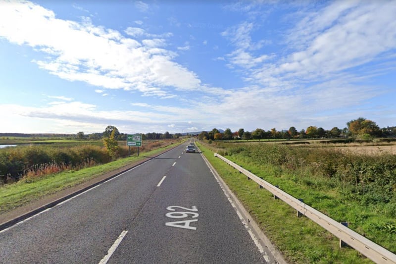 The A92 Kirkcaldy to Dundee road, near the Letham crossroads.