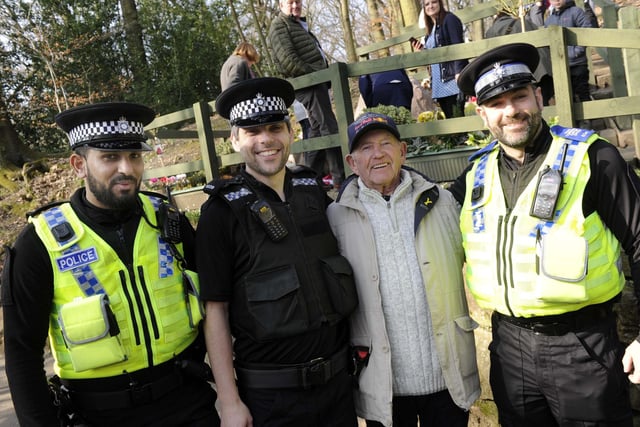 Tony Foulds with members of the police on duty at the memorial service