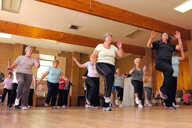 Elder-aerobics  classes at the Exit Centre netted £10,000 for Maggie's Fife across a number of years. This picture was taken in 2012 and features class leader, Maria Gibson