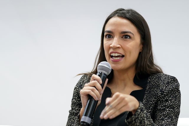 US congresswoman Alexandria Ocasio-Cortez spoke during an event at the US Climate Action Centre.