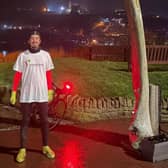 Cyclist James Tsirikos took on a 105 miles journey for Roundabout charity