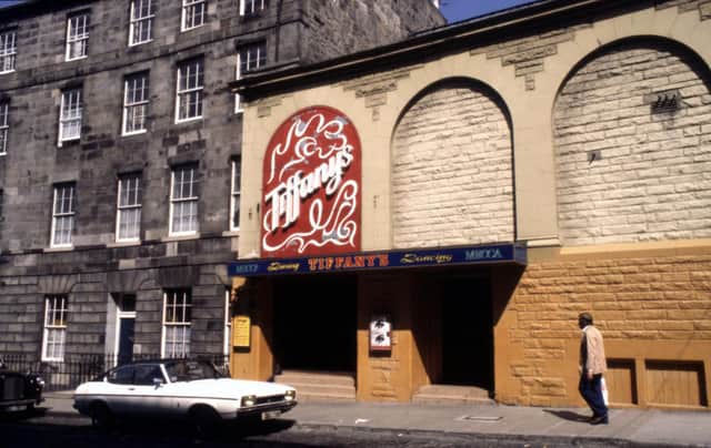 Exterior of Tiffany's discoteque in St Stephen Street, Stockbridge Edinburgh in November 1980. The nightclub sadly burned down a decade later.