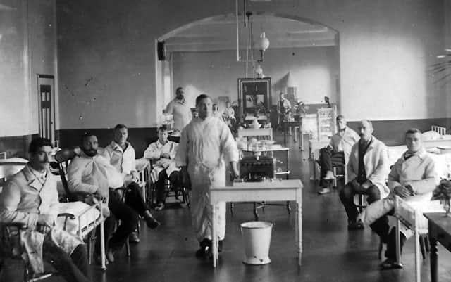 Sailors recovering in the surgical ward of the Haslar Royal Hospital.