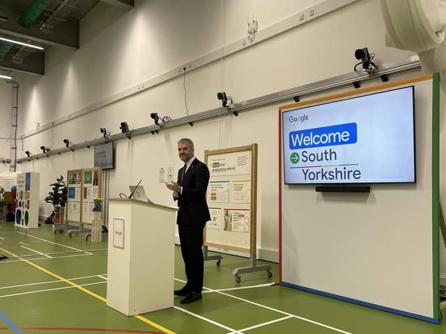 The South Yorkshire Mayor Oliver Coppard at the event where Google has announced an investment into the region at AMRC in Sheffield.