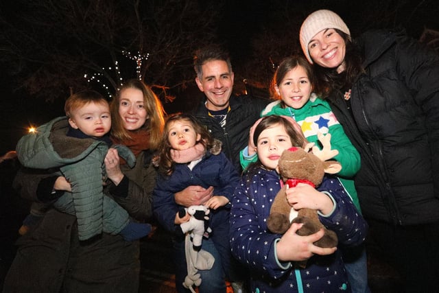 The Haskins family, from left, Susie, holding Joseph, 1, Emilia, 3, Ben, Olivia, 6, Sophia, 9, and Kate. Emsworth Christmas lights switch on, St Peter's Square, Emsworth
Picture: Chris Moorhouse   (jpns 031221-51)