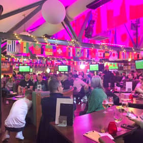 England fans in Sheffield's The Common Room celebrated joyously to all three of England's goals against Senegal.