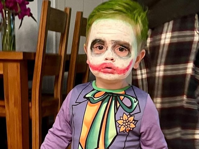 Possible the cutest Joker we have ever seen, 21-month-old Hunter Taylor is from Sutton-in-Ashfield