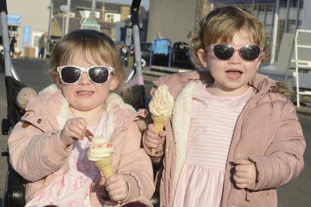 Lilly and Olivia Bell enjoy a day out in Seahouses in 2019.