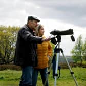 Sheffield and Rotherham Wildlife Trust BioBlitz on Wadsley Common: Wadsley and Loxley Commoner John Robinson birdwatching with daughter Sophie.