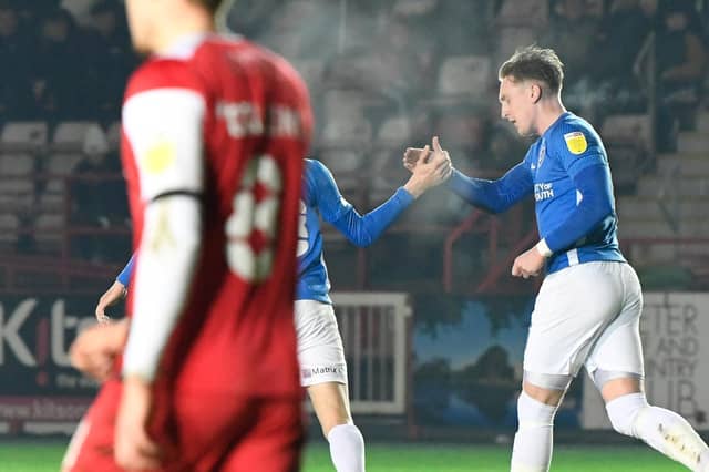 Two-goal hero Ronan Curtis booked Pompey a place in the last 16 of the Papa John's Trophy. Picture: Graham Hunt