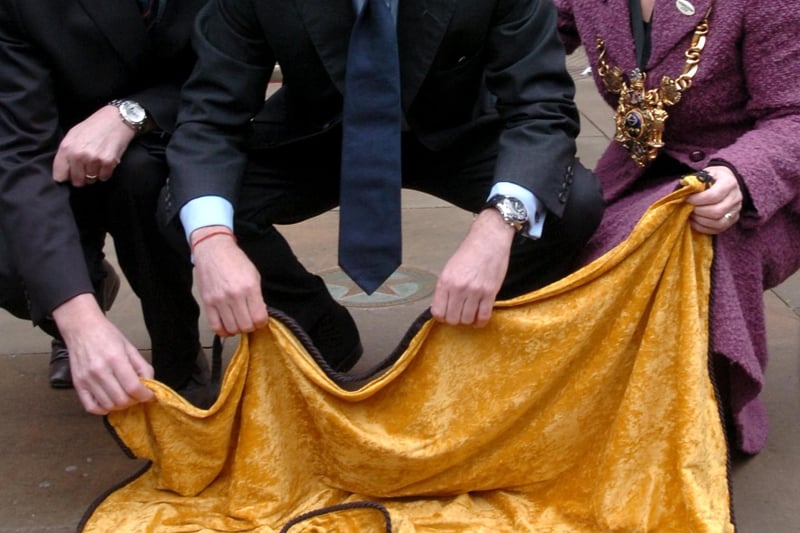 Olympic running star Lord (Seb) Coe unveils his star with Lord Mayor Coun Jackie Drayton and deputy leader of the council Steve Jones in February 2007