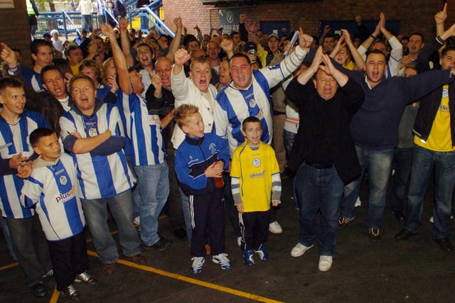 Sheffield Wednesday fans hold demonstration outside the ground before the game against QPR in October 2006
