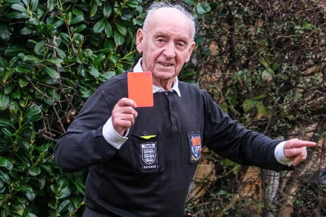 Sheffield referee Frank Foster is still 'taking no prisoners' at the age 89.