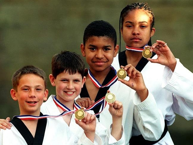 Gold medal Taekwondo winners from the 393 Club, Langsett Road, Hillsborough, from left, Paul Dryhurst, Adrian Hill, Kyle Revill and Natasha Revill, pictured on May 26, 1999