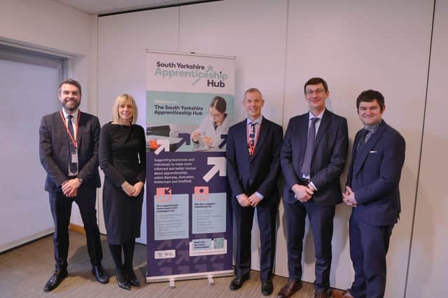 Business and education leaders at the South Yorkshire Apprenticeship Hub launch.