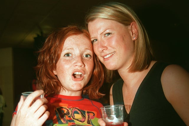 Alice and Jenny celebrating their recent graduation from the University of Sheffield at 'Juice' in 2003