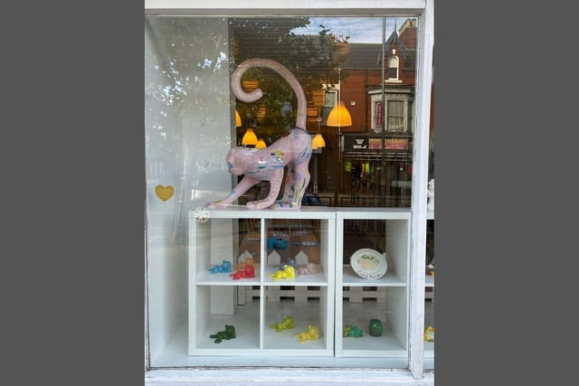 This sculpture certainly stands out in the window of Hartlepotz in York Road.