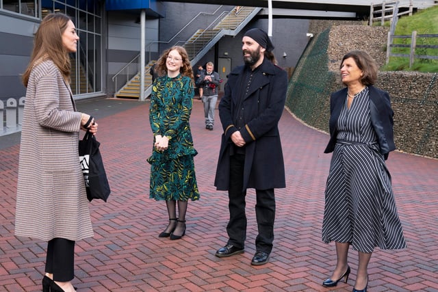 Her Royal Highness meets the University’s Vice-Chancellor, Professor Kathryn Mitchell DL, the University’s Psychotherapist Research Lead, Gareth Hughes, and Rosie Tressler OBE, CEO of Student Minds.
