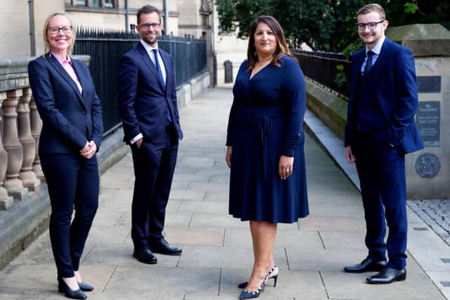 From left: Zoe Barker, Sheffield Office Manager; James Brown, Managing Partner and co-founder; Alison Fernandes, Head of Sheffield Office; and Edward Davison, Paralegal.