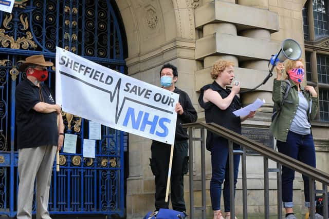 Protesters gathered outside Sheffield Town Hall on Tuesday 18 August over outsourcing giant Serco’s continued involvement in England’s test, track and trace programme. Sheffield Hallam MP Olivia Blake addresses the crowd.