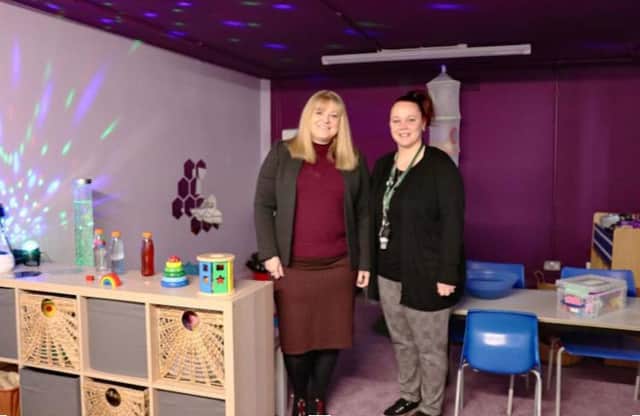 Headteacher Gemma Harvey and Wellbeing Lead Marie Baxter in Meersbrook Bank Primary School’s ‘Sparkle Room’