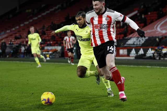 Oliver Burke, the Sheffield United striker, likes to try and run beyond opponents: Darren Staples/Sportimage