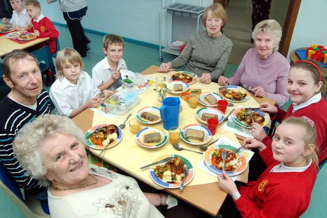 Pupils from the Northfield Primary School in Mansfield Woodhouse, entertained local pensioners during Community Week in 2009, when they were invited into their lunch time for a roast dinner.