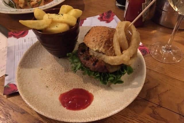 The beef burger was a delight.