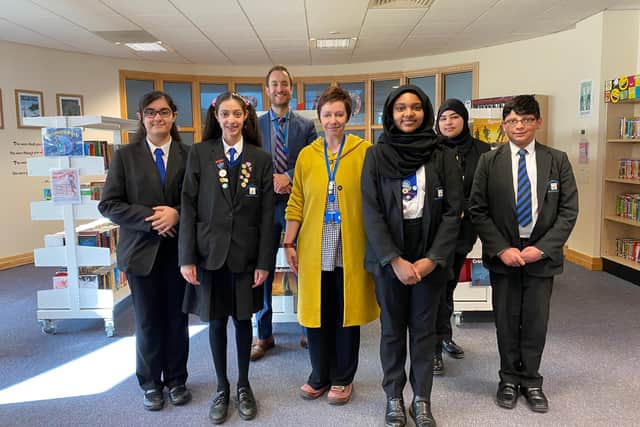 The youth cabinet representatives with Sheffield Park Academy principal Roland Freeman (at the back) and librarian Claire Thomas (front)