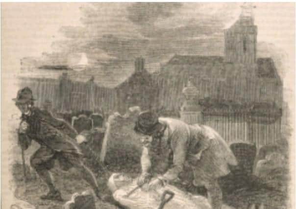 An illustration of 'resurrection men' robbing graves of bodies in Sheffield history writer Mick Drewry's new book, Insurrection