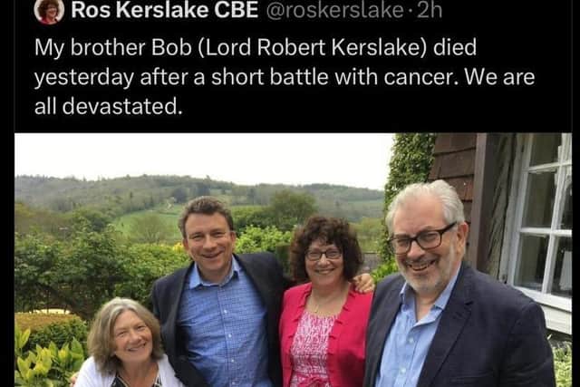 Ros Kerslake announced the news on Sunday morning.