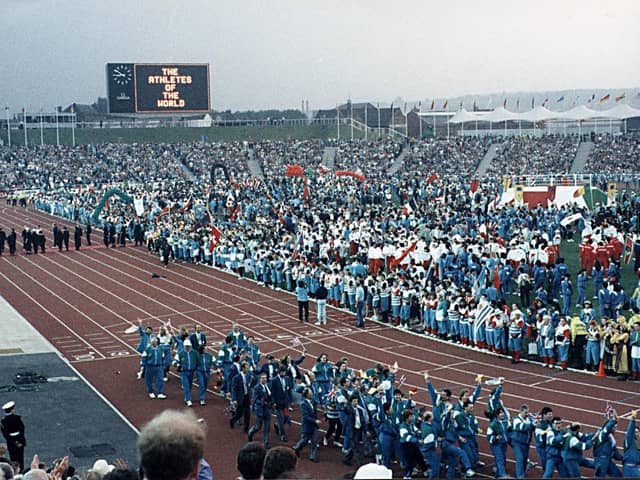 The opening ceremony of the World Student Games at Don Valley Stadium in 1991.
