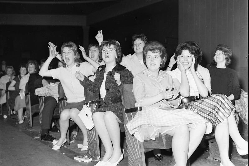 Screaming fans in the audience at the Adam Faith concert in the Capitol in Leith, May 1961.