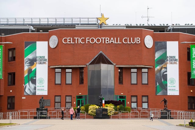 GLASGOW, SCOTLAND - MAY 19: Tributes are layed outside Parkhead in celebration as Celtic are awarded the Ladbrokes Premiership 2019/20 league title during the ongoing coronavirus pandemic, on May 19, 2020,  in Glasgow, Scotland. 