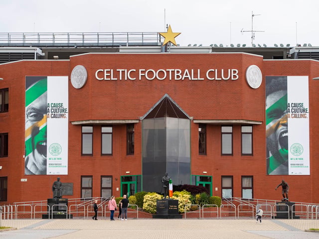 GLASGOW, SCOTLAND - MAY 19: Tributes are layed outside Parkhead in celebration as Celtic are awarded the Ladbrokes Premiership 2019/20 league title during the ongoing coronavirus pandemic, on May 19, 2020, in Glasgow, Scotland.